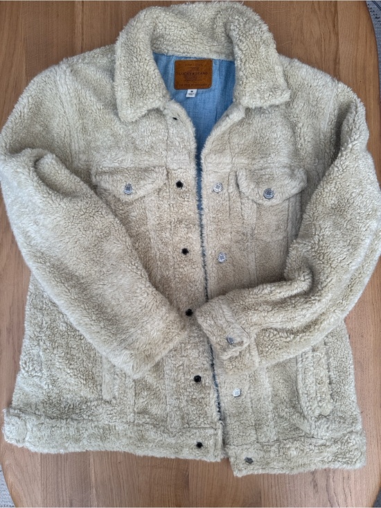 Lucky Brand Jackets & Blazers - Lucky Brand Light Blue Denim Jacket with Cream Sherpa Collar